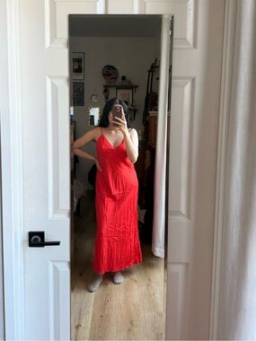 h and m long red dress H&M Cami Strap Dress with appliqus, Red